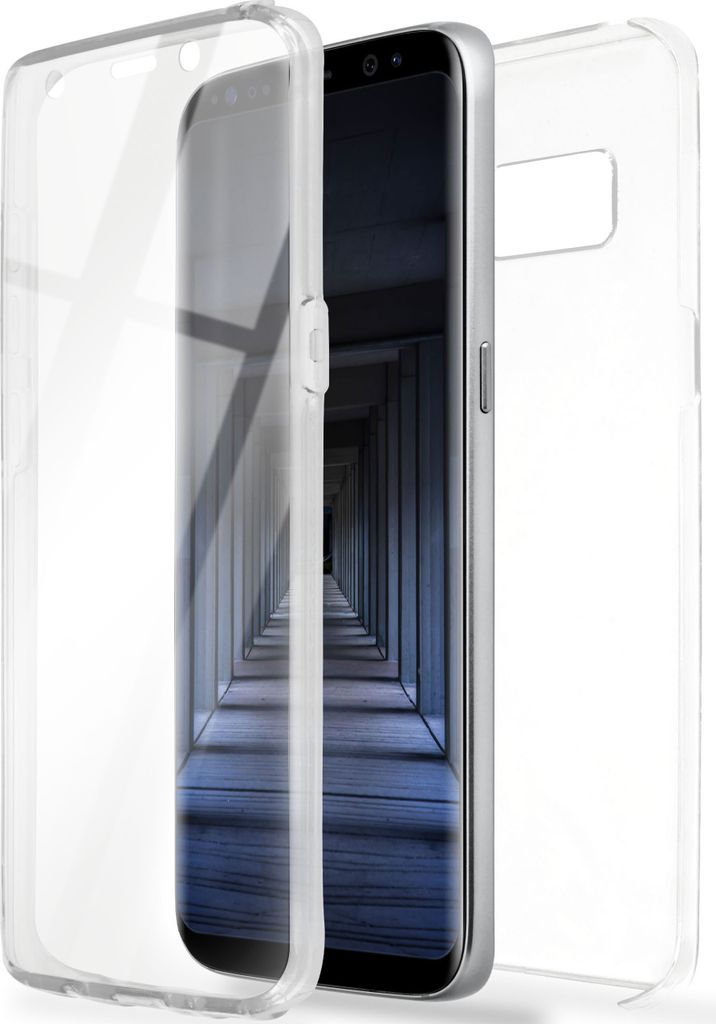 ONEFLOW Touch Case kompatibel mit Samsung Galaxy S8 Plus - Hülle beidseitig transparent, Klar