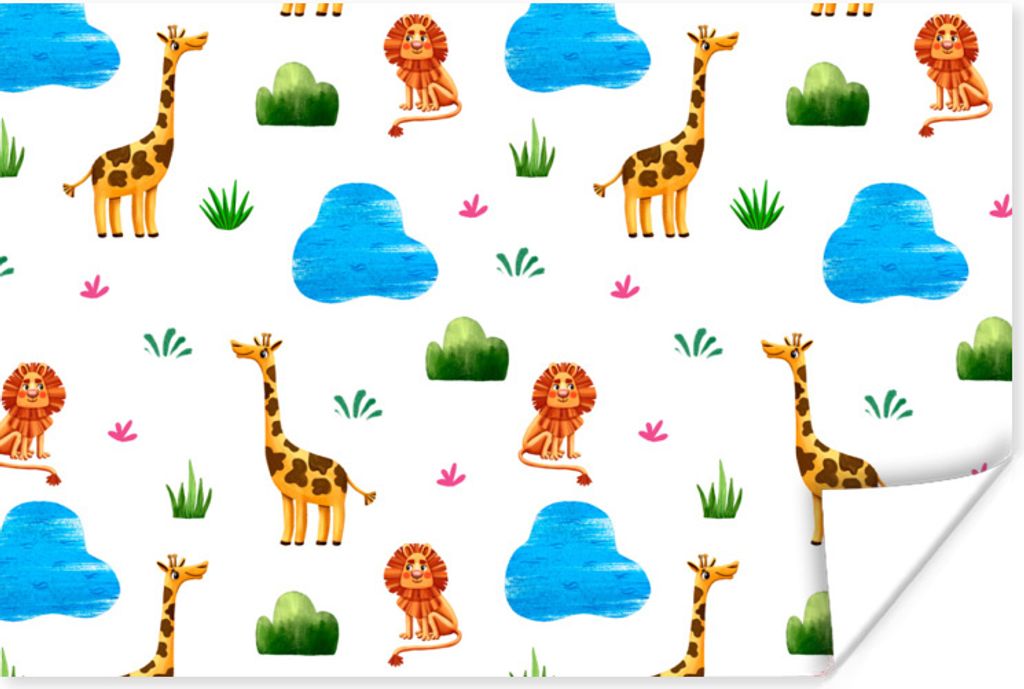 MuchoWow Poster Löwe - Design - Tiere - Kind 180x120 cm - Fotoplakat