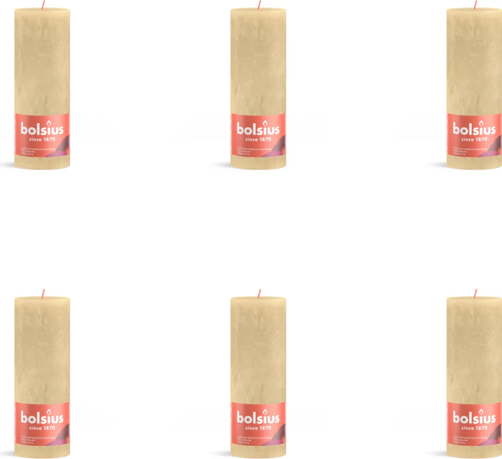 Set 6 Candele Bolsius Rustiche Beige Avena 19cm - Decorazione Casa