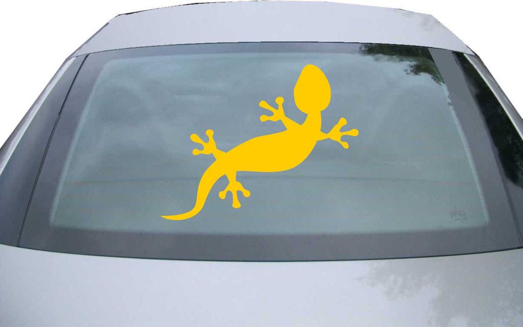 Indigos UG - Aufkleber Heckscheibe & Motorklappe DE2410 - gold - 600x471 mm - Gecko - Auto Scheiben Fenster Heckklappe Tuning Racing JDM - Die cut