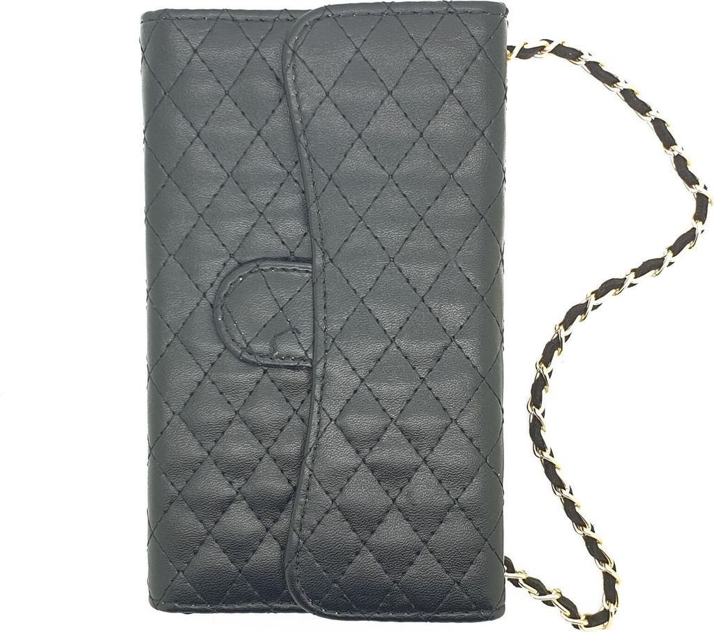 Samsung Galaxy S5 SV G900F / G900H Bookstyle Handtasche Karo Schwarz