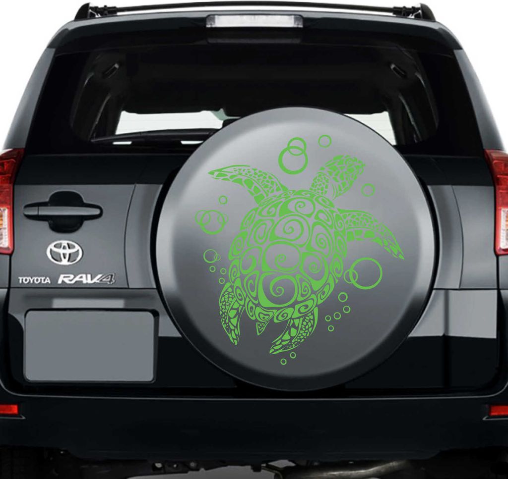 Aufkleber - Autoaufkleber "Retro Turtle" 102cm x 112cm lindgrün - Tuning Carystyling Heckscheibe Auto