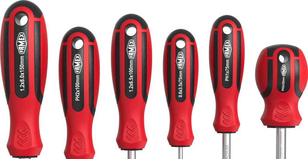 6-teiliges Schraubendreherset Mit Magnetischen Spitzen – 4 Schlitz- Und 2 Kreuzschlitzschraubendreher, Ergonomische Griffe