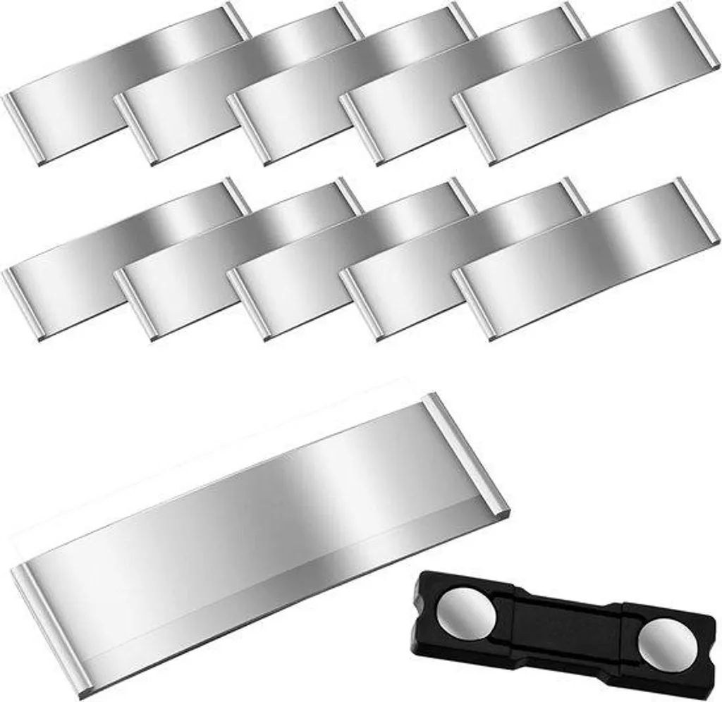 Étiquettes magnétiques pour rayonnage métallique, alu argent 75x25mm