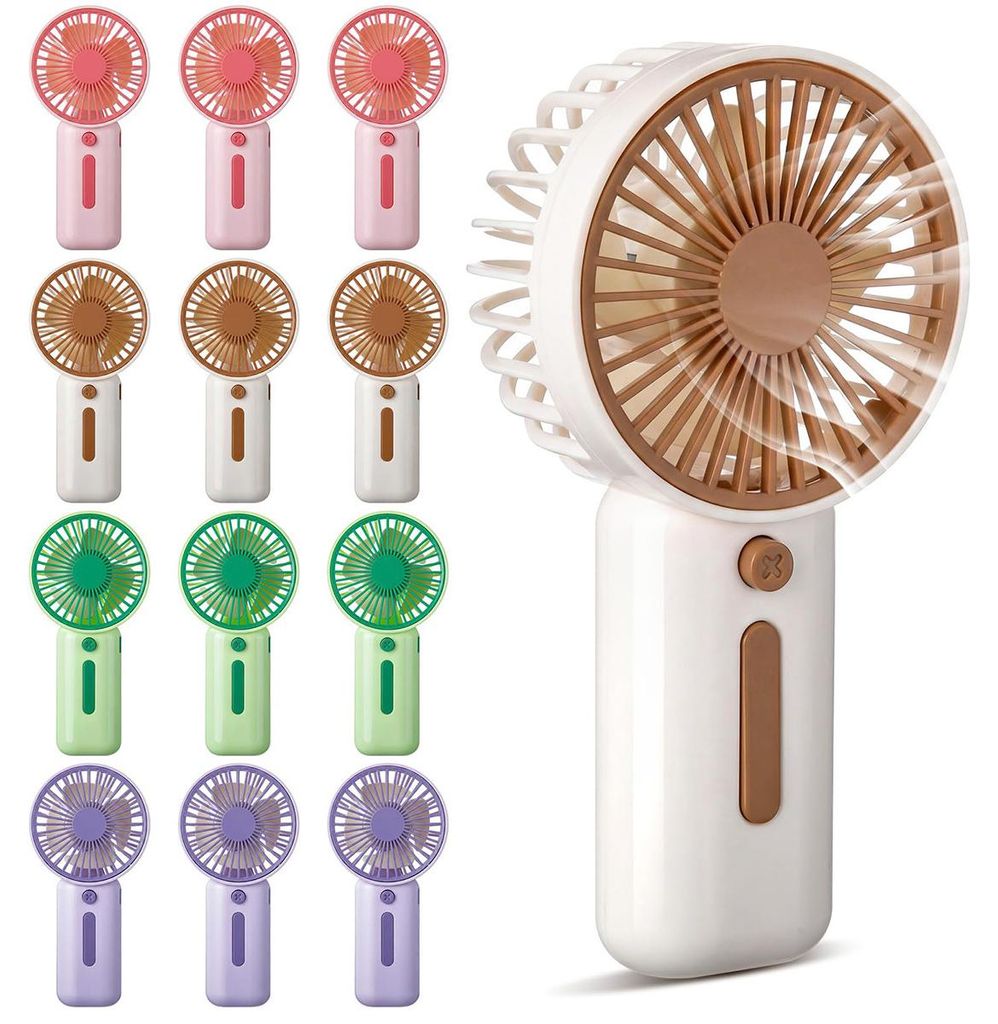 12 Stück Mini Handventilator Tragbar, Batteriebetriebener Mini Ventilator mit Klappständer, Handventilator Klein für Reisen Büro Hochzeit Camping