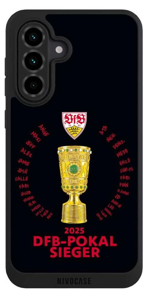 NIVOCASE Handyhülle für Samsung Galaxy A36 5G Hülle NIVOpure Case Schwarz Offizielles Lizenzprodukt Pokal VfB Stuttgart
