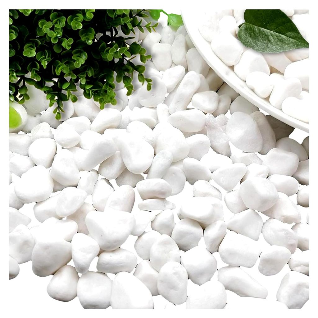 Kleine weiße Dekosteine, 500g, Mini-Kieselsteine, Vasenfüller, Gartendekosteine, weiße Zierkies, Marmorkies 10-30 mm, kleine Ziersteine für Gar...
