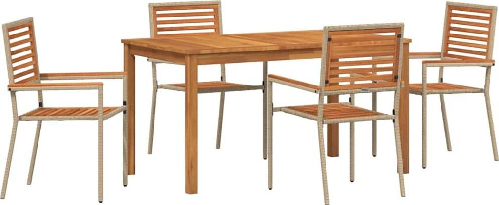 Garten Essgruppe 5 pcs Beige Massivholz Akazie