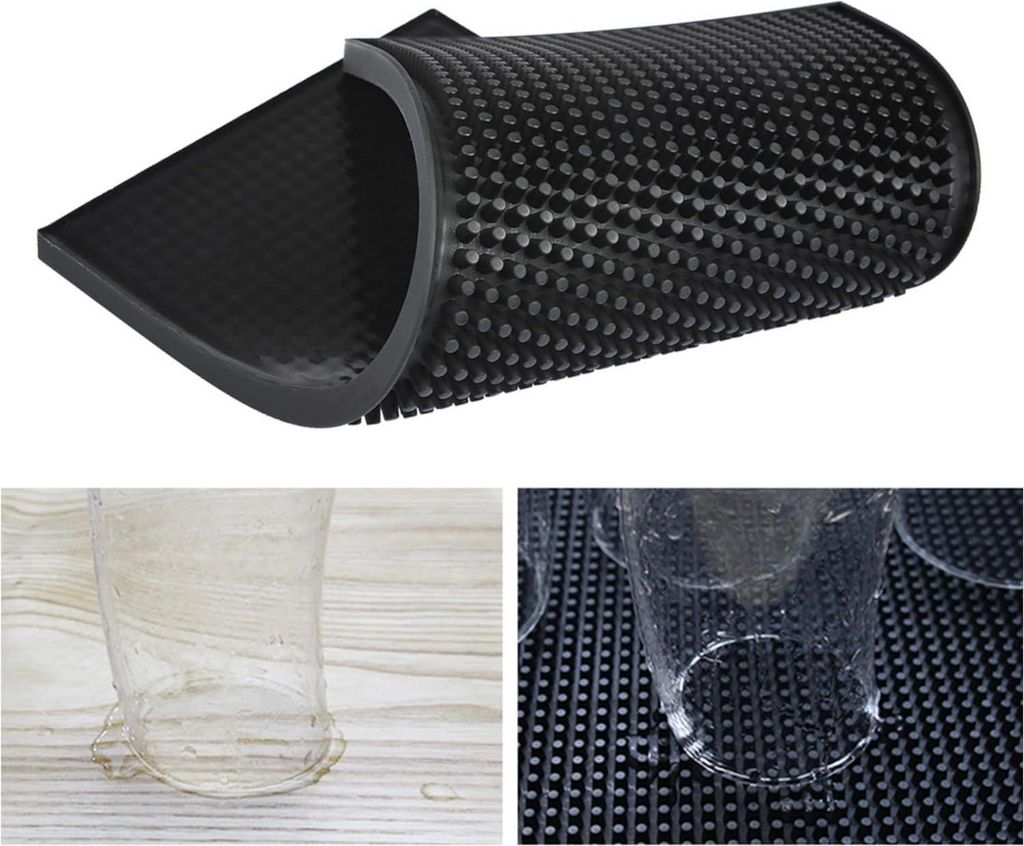 Gummierte Abtropfmatte 30 x 15 x 1 cm - rutschfester Untersetzer - schwarz - für Geschirr und Gläser