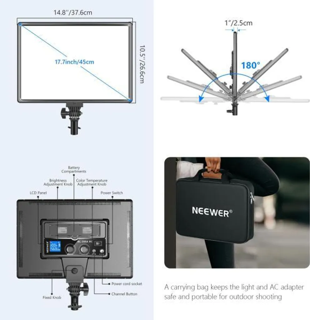 Kit Éclairage pour Vlogging et Streaming NL-288ARC avec Support Inclus