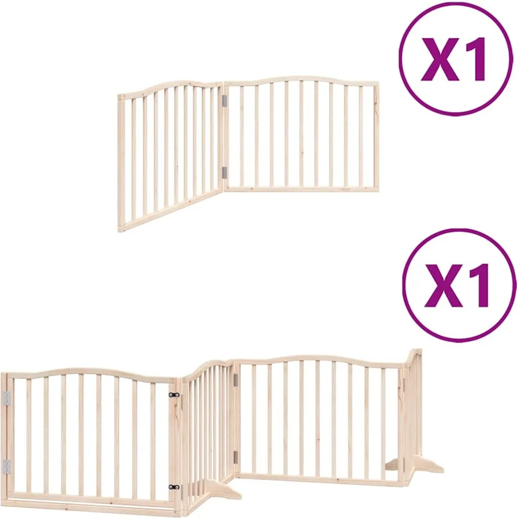 vidaXL Cancelletto per Cani 480 cm Legno di Pioppo - Sicurezza Pieghevole