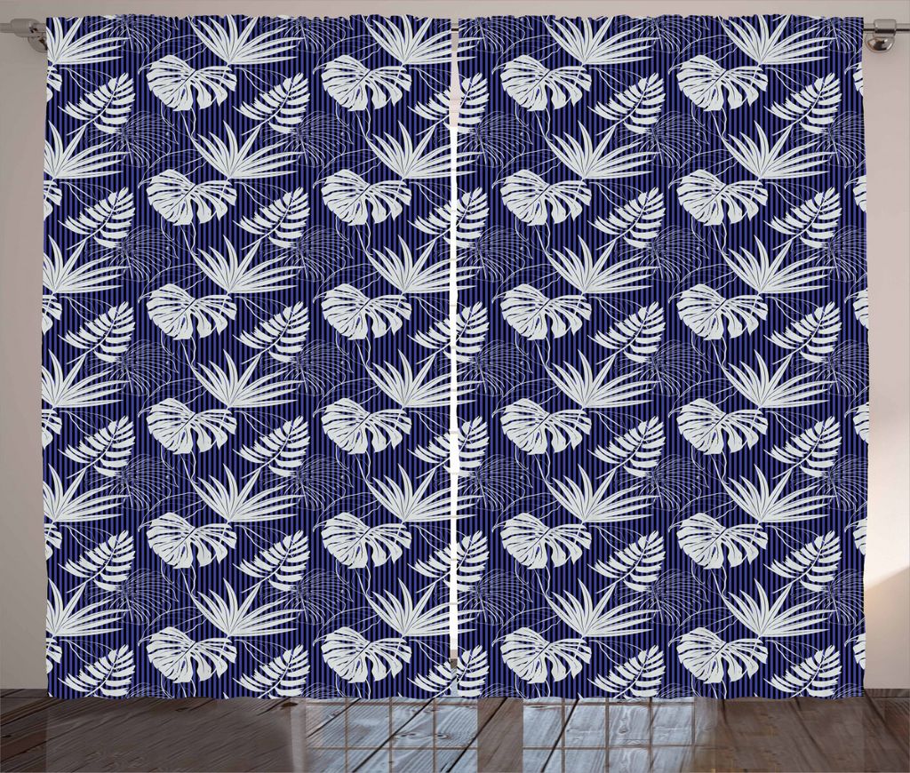 ABAKUHAUS Blätter Rustikaler Gardine, Hawaiisches tropisches Monstera, Schlafzimmer Kräuselband Vorhang mit Schlaufen und Haken, 280 x 225 cm, Vi...