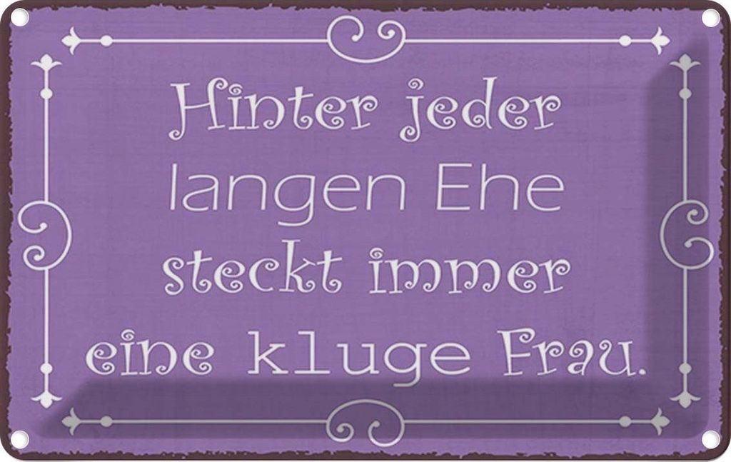 vianmo Blechschild 12x18 cm hinter langer Ehe kluge Frau Männer Frauen Spruch Zitat