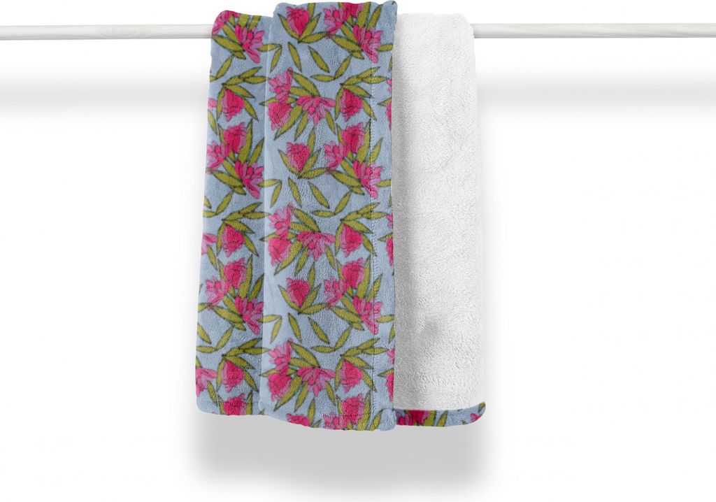 ABAKUHAUS Blumen Weich Flanell Fleece Decke, Cartoon-Stil-Blumen-Entwurf, Gemütlicher Plüsch für den Innen- und Außenbereich, 125 x 175 cm, Cei...
