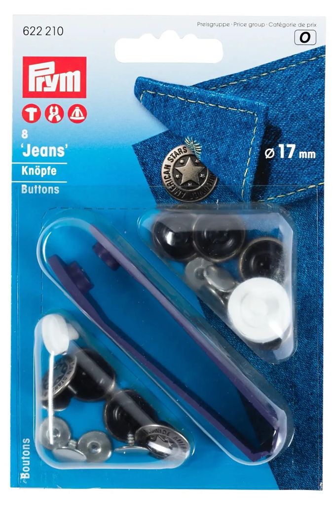 Prym Nähfrei-Jeans-Knöpfe, American Star, 17mm, altsilber, Produktbild 