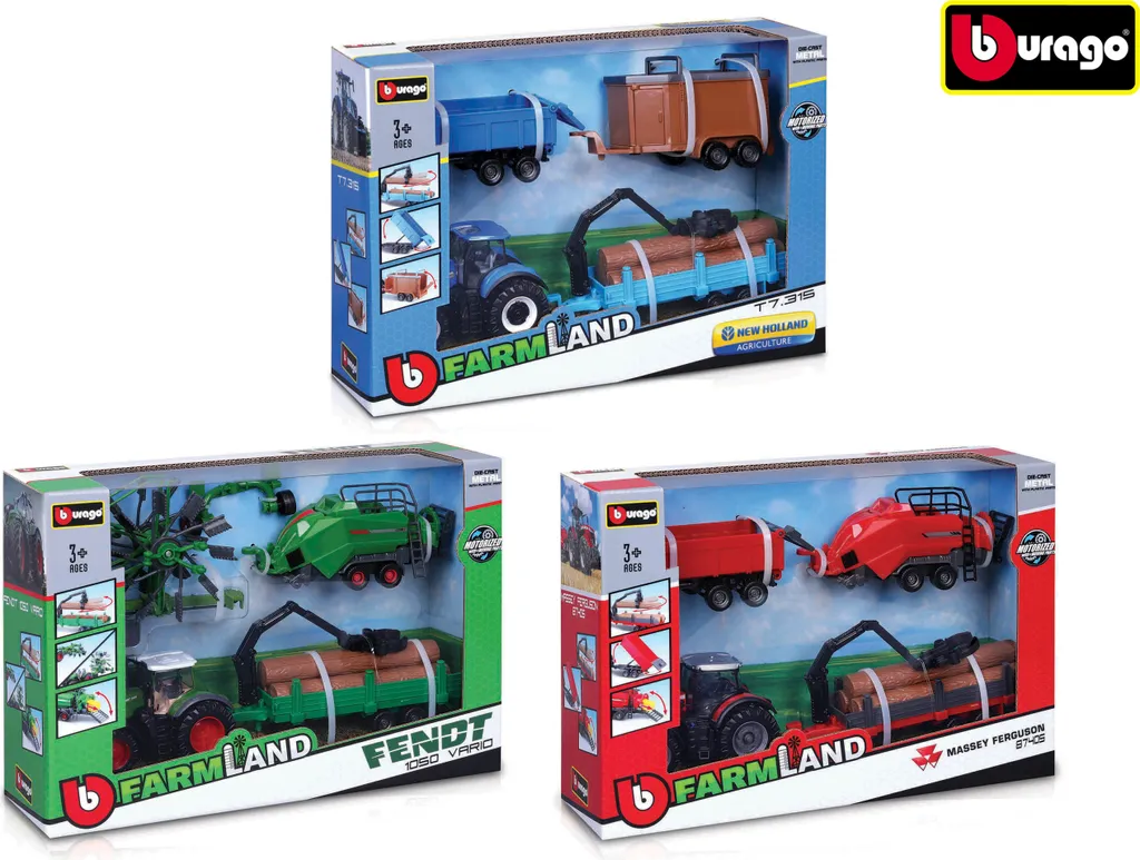 Tracteur Miniature 10cm Robuste en Métal - Bburago Série Agricole