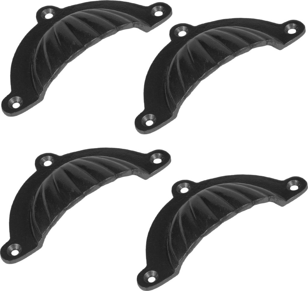 4x geriffelte Schrankschublade Ziehen Gusseisen Schrank W95mm x H48mm schwarz