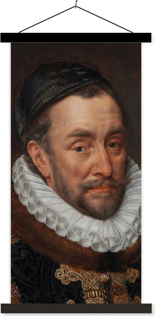 MuchoWow Textilposter Wilhelm von Oranien - Gemälde von Adriaen Thomasz. 40x80 cm mit schwarzem Rahmen - Wandemalerei