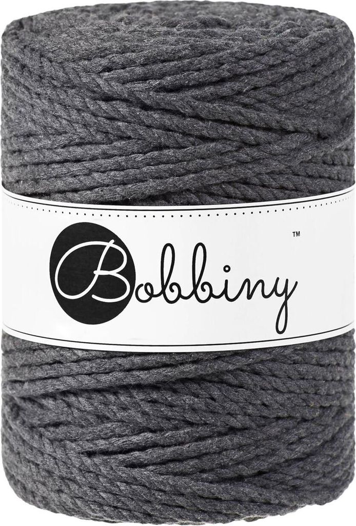 Bobbiny 3PLY Macramé Rope 5 mm 100 m Charcoal Schnur