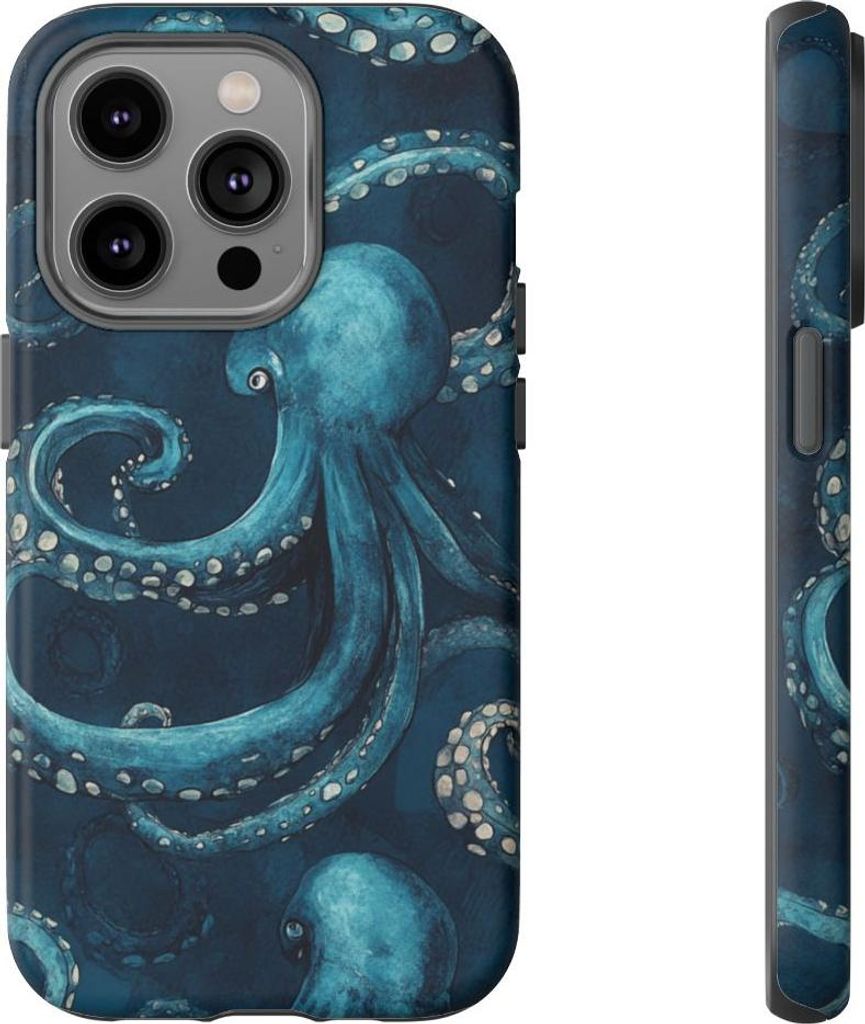 Blaues Oktopus-Tentakel-Muster – Hülle Kompatibel mit iPhone 14 Pro