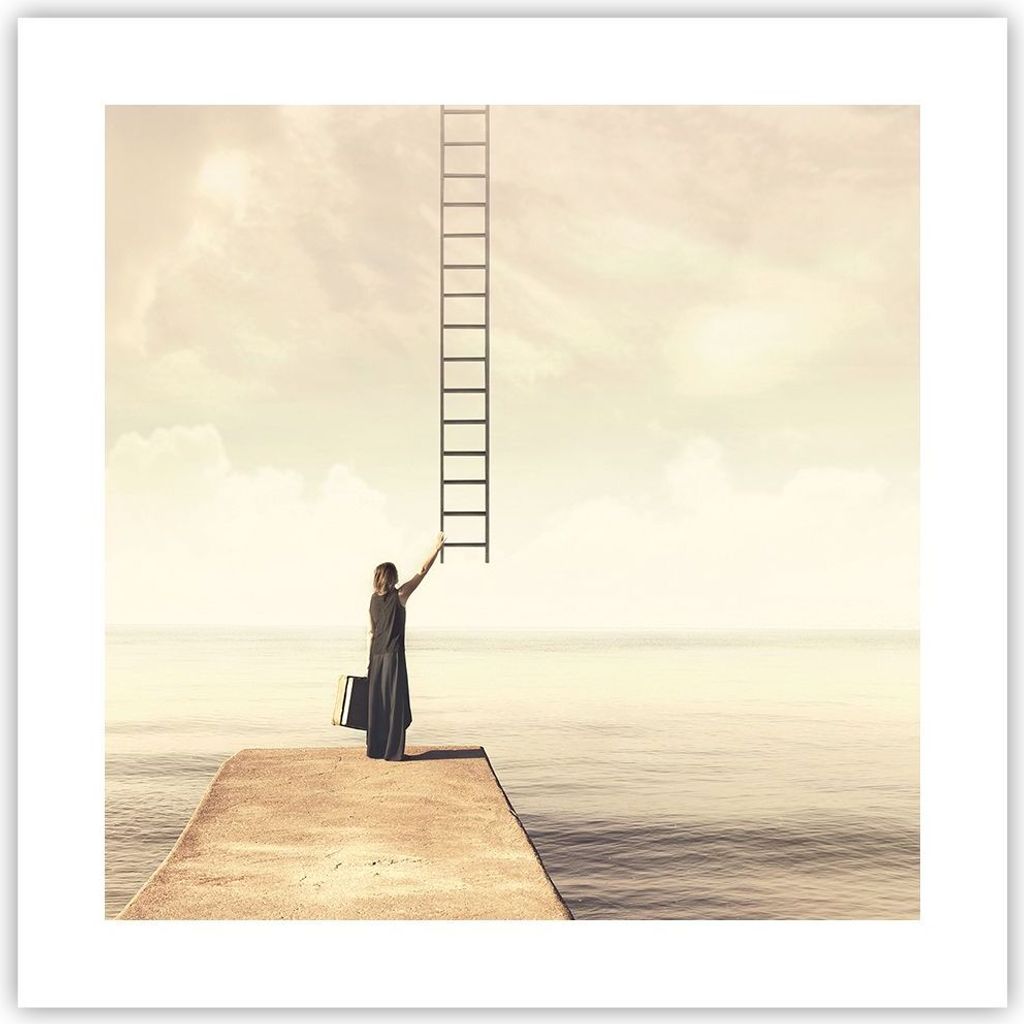 Poster - Poster ohne Rahmen - Symbol Frau Leiter - 40x40 cm - Wand Bild - Wanddeko - Wandbilder - Kunstposter - Wandposter - Bilder - Kunstdruck - ...