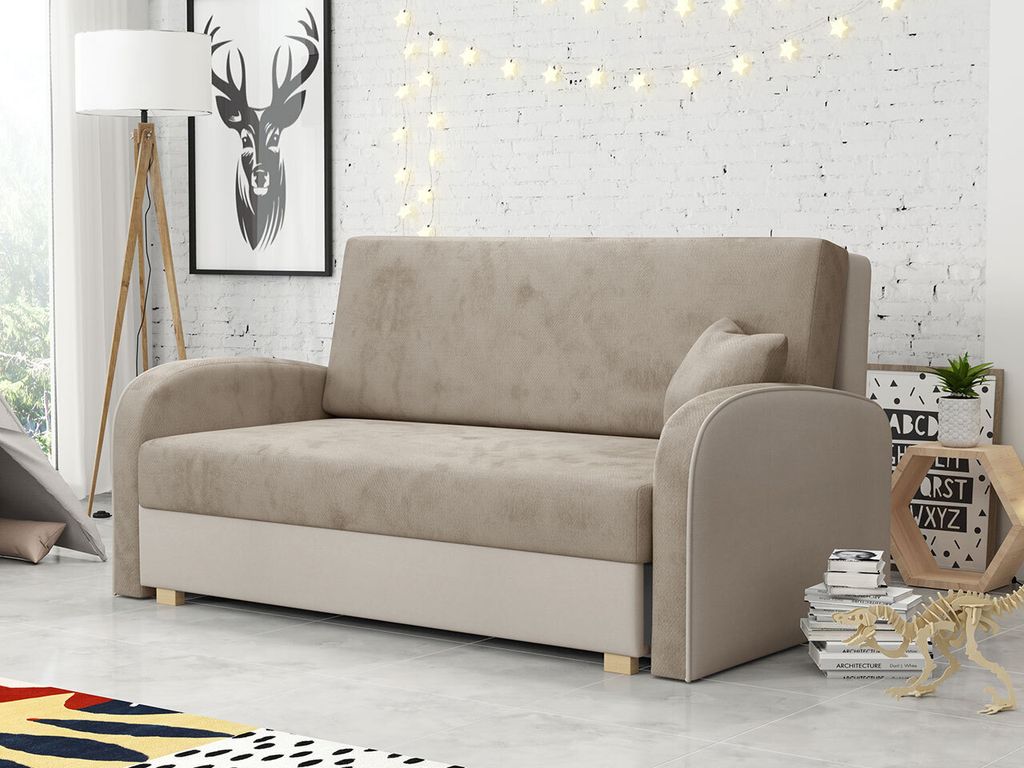 MIRJAN24 Schlafsofa Viva Soft III, Stilvoll Polstersofa, Polstersofa mit Schlaffunktion und Bettkasten (Farbe: Mono 232 + Sorriso 5)