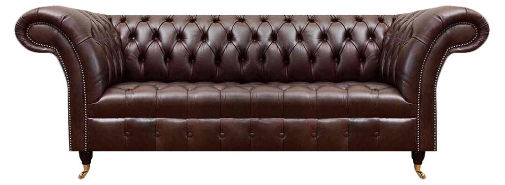 Braune Chesterfield Kunstleder Couch Designer Sitzsofa Wohnzimmer Möbel