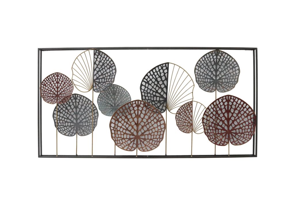 Kobolo Wandbild DARIA aus Metall 100x50x4 cm - Wanddeko Wohnzimmer Schlafzimmer Metallbild Wanddekoration Abstrakt Natur Blumen Naturbild aus Metall