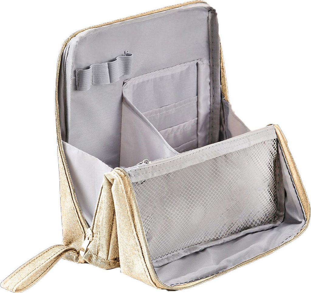 Stehende Make-up-Tasche aus Oxford-Stoff, Mehrzweck-Make-up-Tasche mit Fächern, wasserdichte Kulturtasche, Reise-Kosmetik-Organizer für Make-up-P...