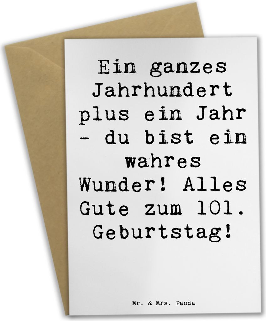 Mr. & Mrs. Panda babykarte Spruch 101 Geburtstag - Weiß - Geschenk, Langlebigkeit, hochzeitskarten, weihnachtskarten, Happy Birthday, Geschenkidee...