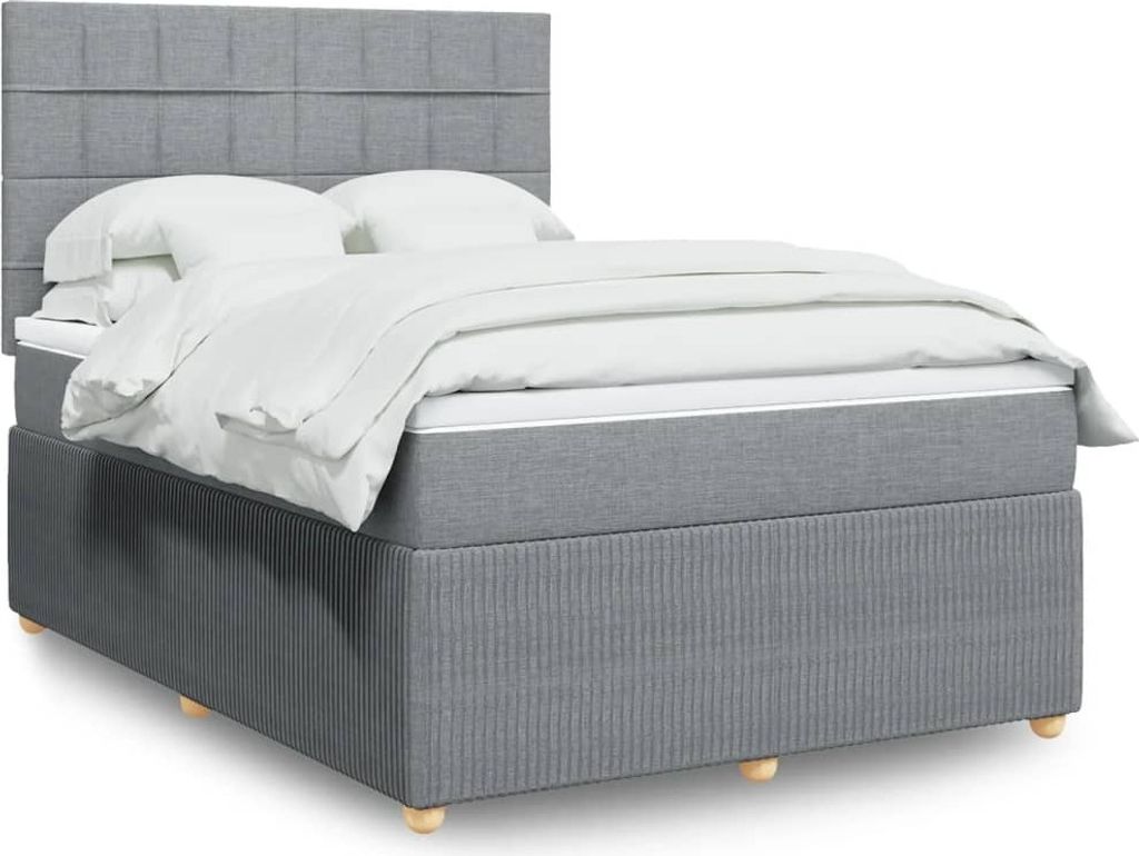 "2026 Promotion" Boxspringbett mit Matratze - Hellgrau 140x190 cm - Stoff - Polsterbett CC15350