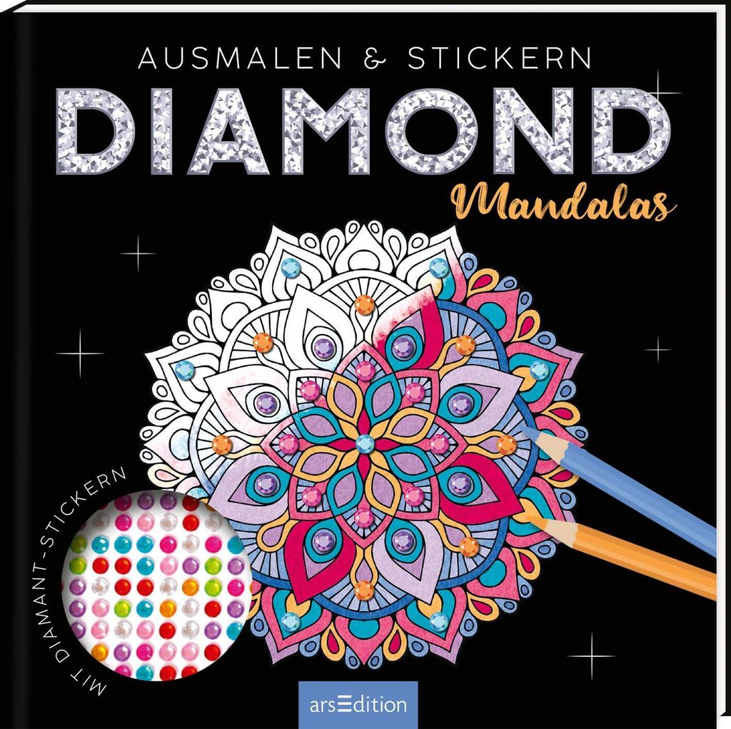 Ars Edition Malbuch Mandalas Diamond Painting mit 700 selbstklebenden Diamanten