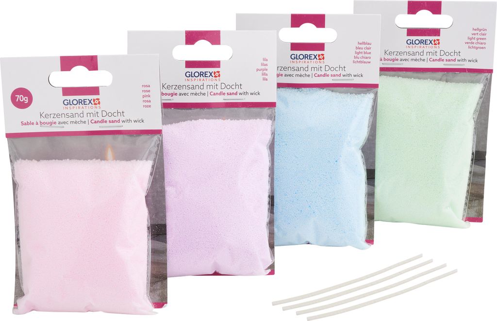 VBS Kerzensand Set 4 Stück 70g für kreative Kerzenherstellung und Dekoration Wave