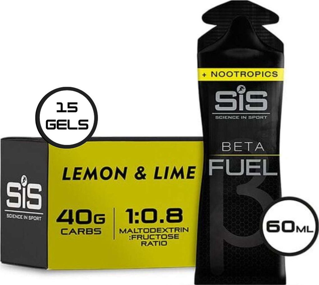 Science in Sport - SiS Beta Fuel - Dual Source Energy Gel Nootropics - Zitronen & Limetten geschmack - 40g Kohlenhydrate pro Gel - 15 x 60ml