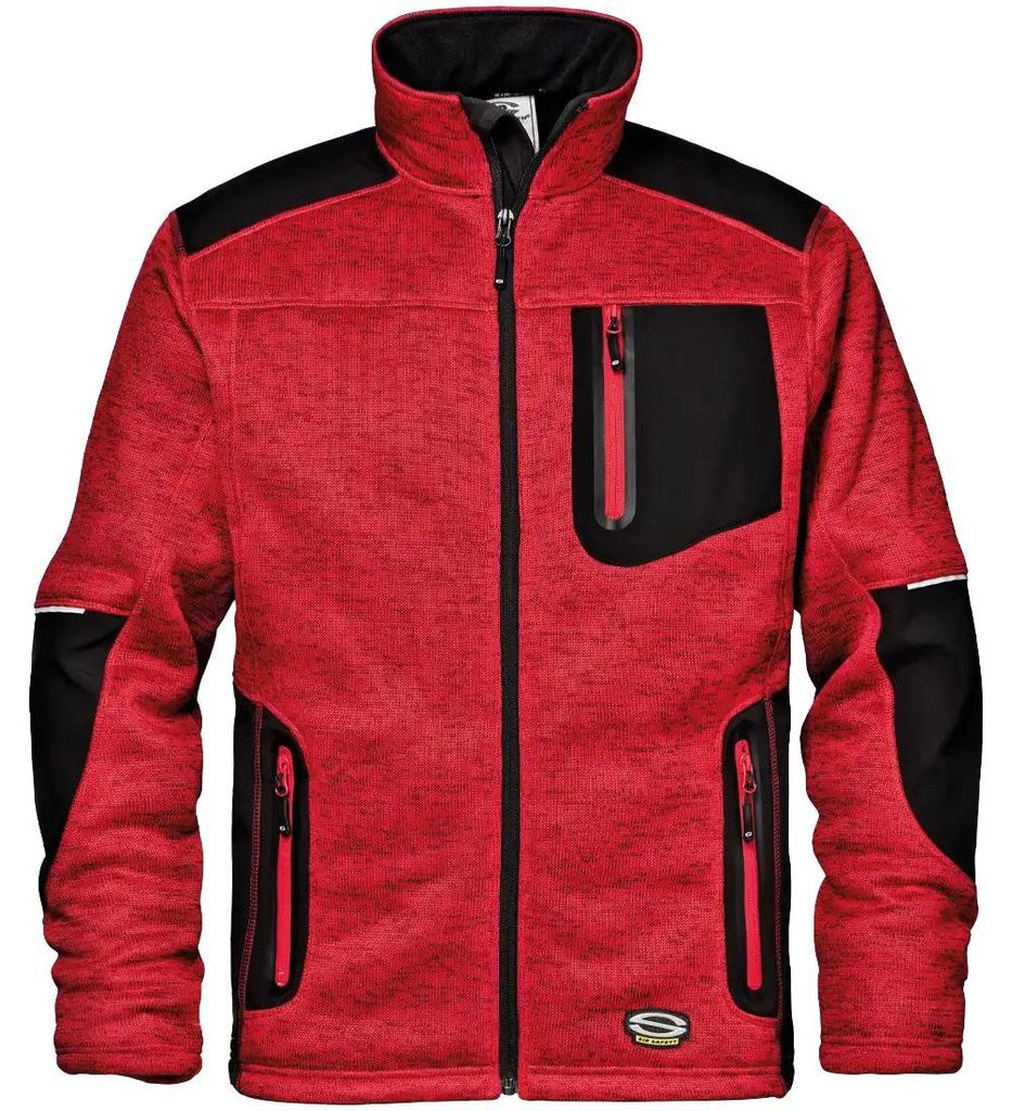 Sir Safety Fighter Warnschutz-Sweatshirt Herren winddicht mit Softshell-Einsätzen Klasse 2, XL, Melange Rot