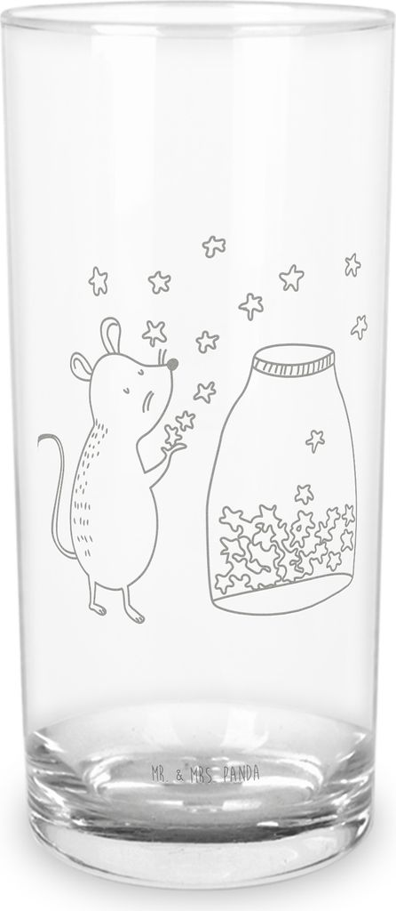 Mr. & Mrs. Panda Glas Maus Sterne 400 ml - Transparent - Geschenk, Träume, Wasserglas, küchenglas, Trinkglas, Cocktailglas, Schwangerschaft, Gebu...