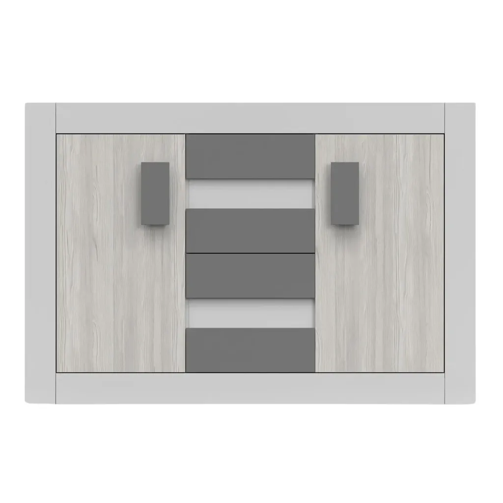 Buffet Helios 145 cm : Solution de Rangement Large Blanc et Anthracite