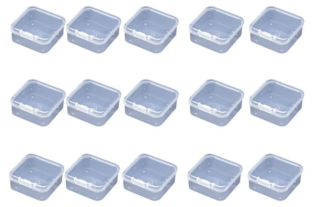 15 Boîtes de Rangement Plastique avec Couvercle 4,3x4,3 cm pour Perles