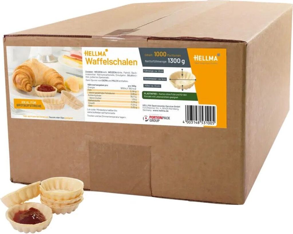 Hellma Waffelschalen für Brotaufstriche, 480 Stk Waffel Produktbild 1