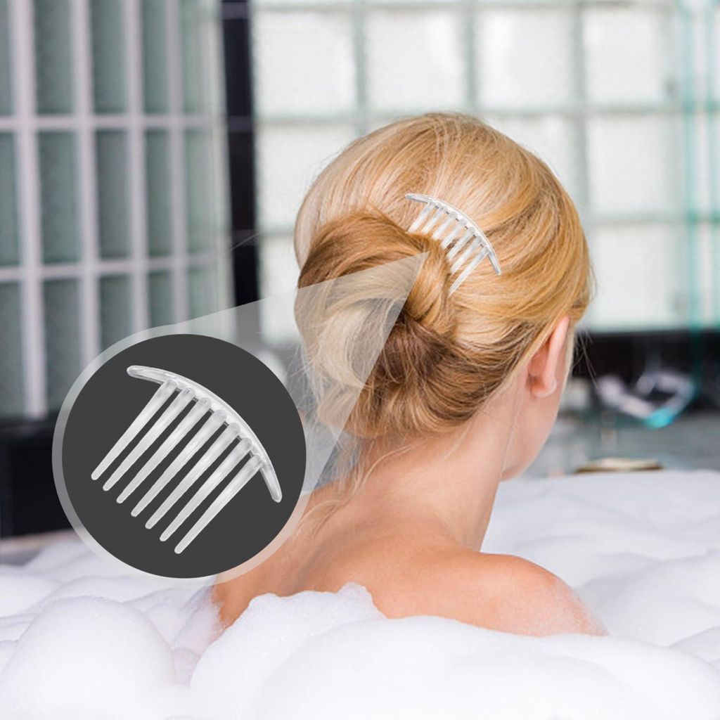 9 Stück französische Seitkämme - Dekorativer Haarbürstenkamm mit starkem Griff, geeignet für alle Haartypen (Schwarz, Braun und Klar Weiß)