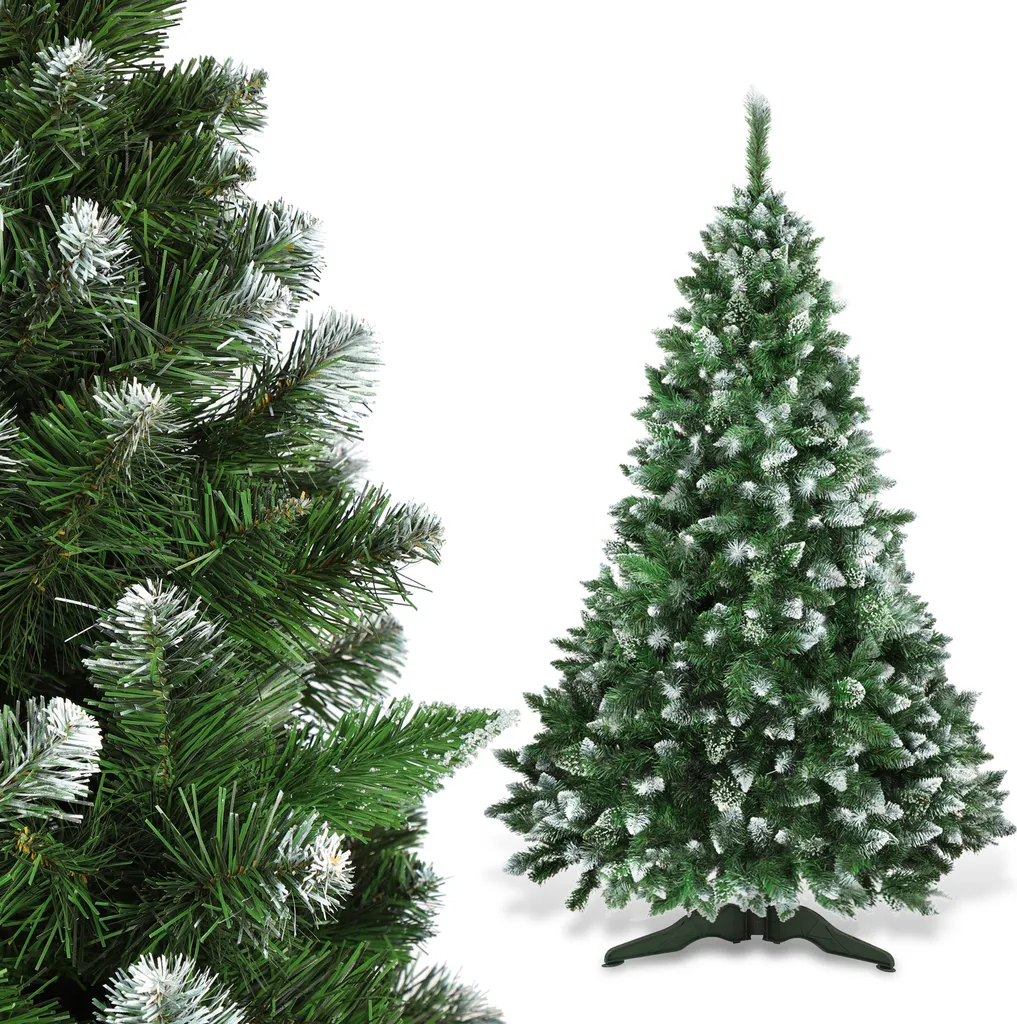 Sapin de Noël 220 cm avec Pointes de Neige Murles et Support Robuste