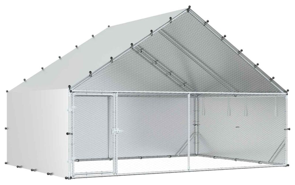vidaXL Poulailler avec toit argenté, 300 x 200 x 190 cm, en Image du produit 