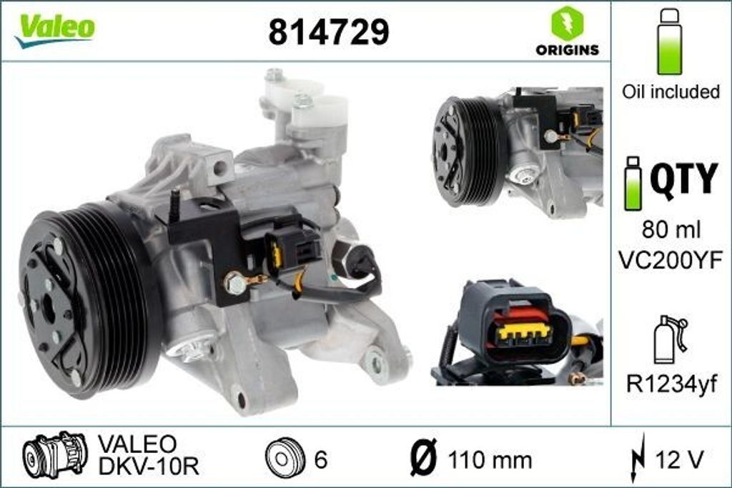 VALEO 814729 DKV10R Klimaanlage Klimakompressor für SUBARU FORESTER (SJ) XV (GP) FORESTER (SF)