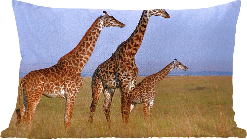 MuchoWow Zierkissen Sofakissen Wohnzimmer Dekokissen 50x30 cm Drei Giraffen in Kenia - Wohnzimmerdekoration - Polster mit Photo