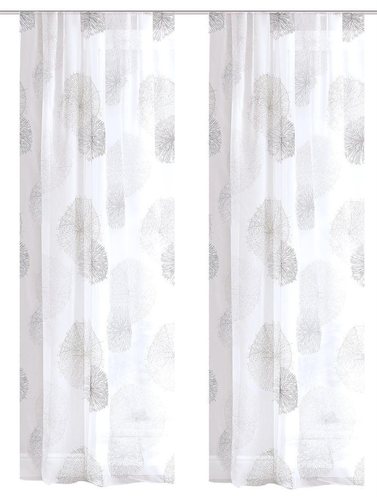 HOME WOHNIDEEN Rawlins 2Er Set Zugbandschal 145 X 140 cm 2x Fertigschal inkl. 1x Bügelband Grau