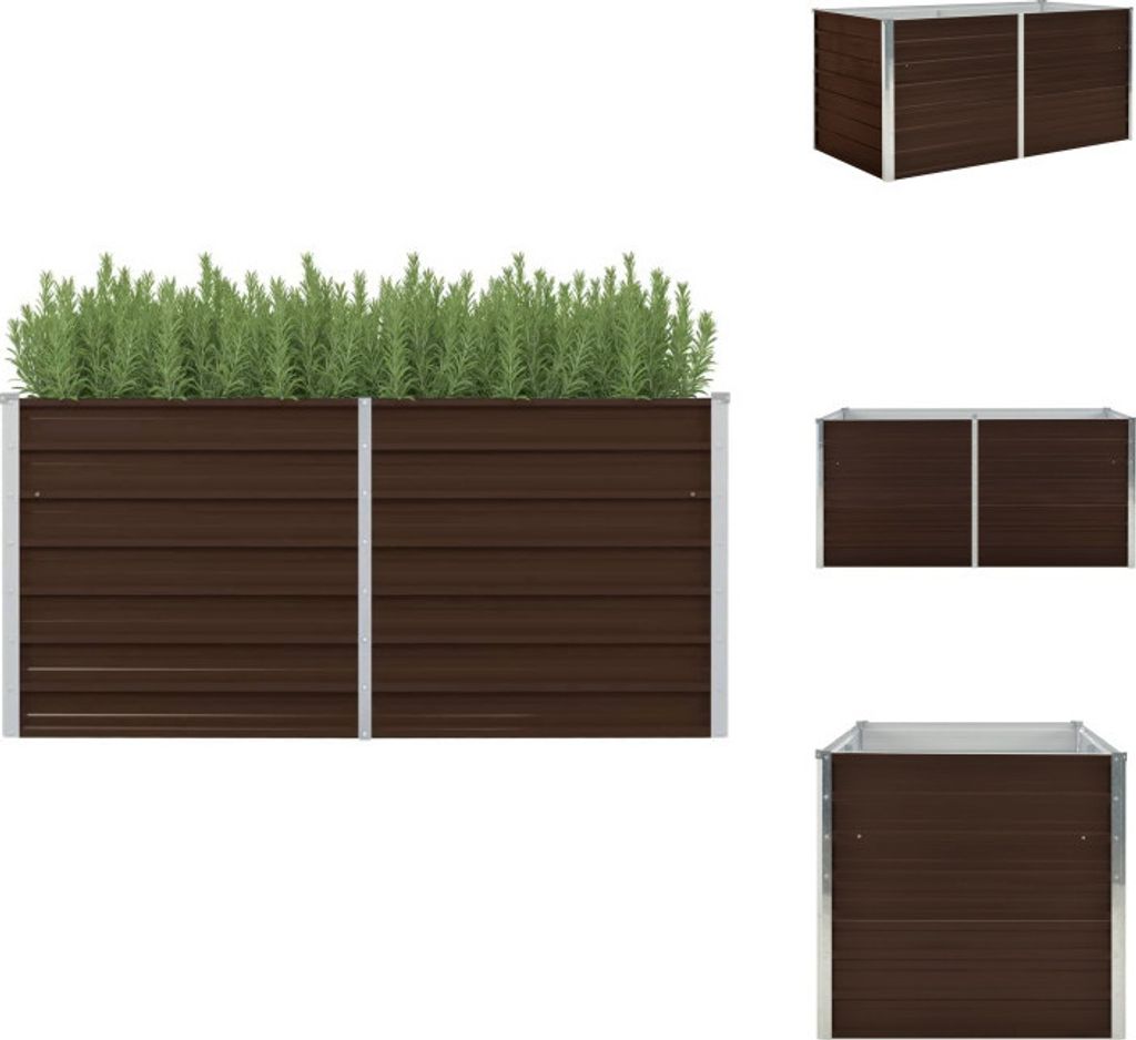 vidaXL Hochbeet Braun 160 x 80 x 77 cm Verzinkter Stahl - Blumentöpfe & Pflanzgefäße
