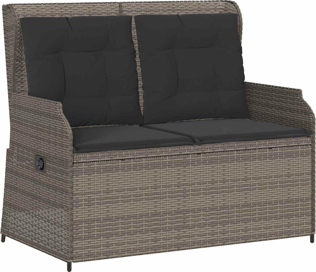 vidaXL Gartenbank Grau Poly-Rattan