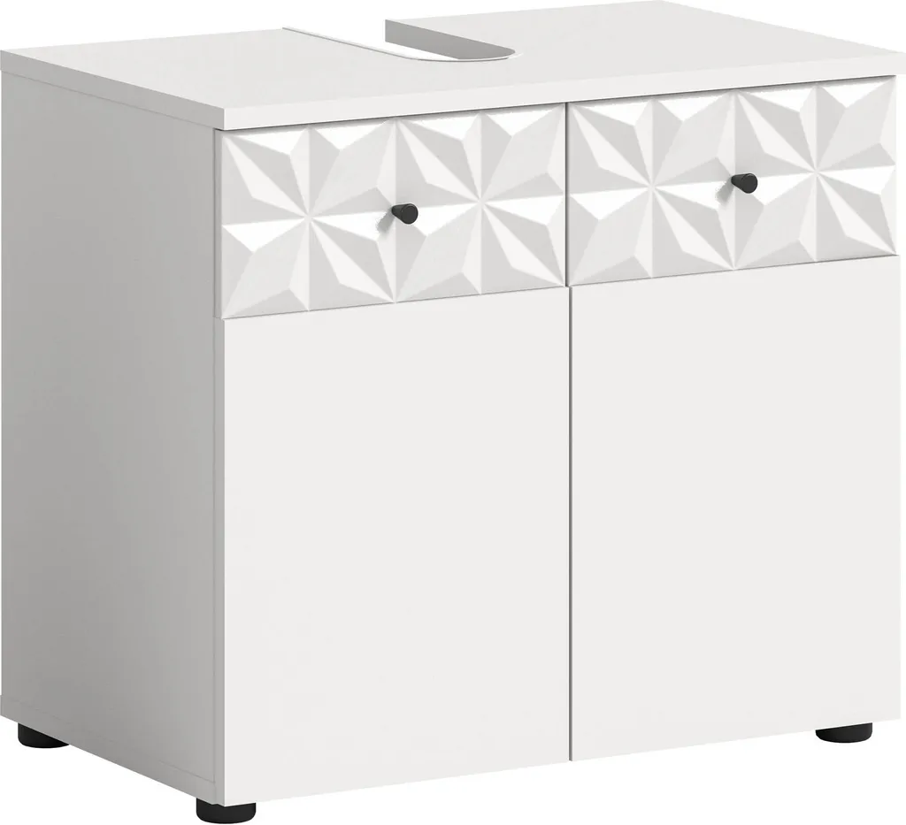 Prisma Meuble sous Lavabo 2 Portes Blanc - Rangement Salle de Bain Chic