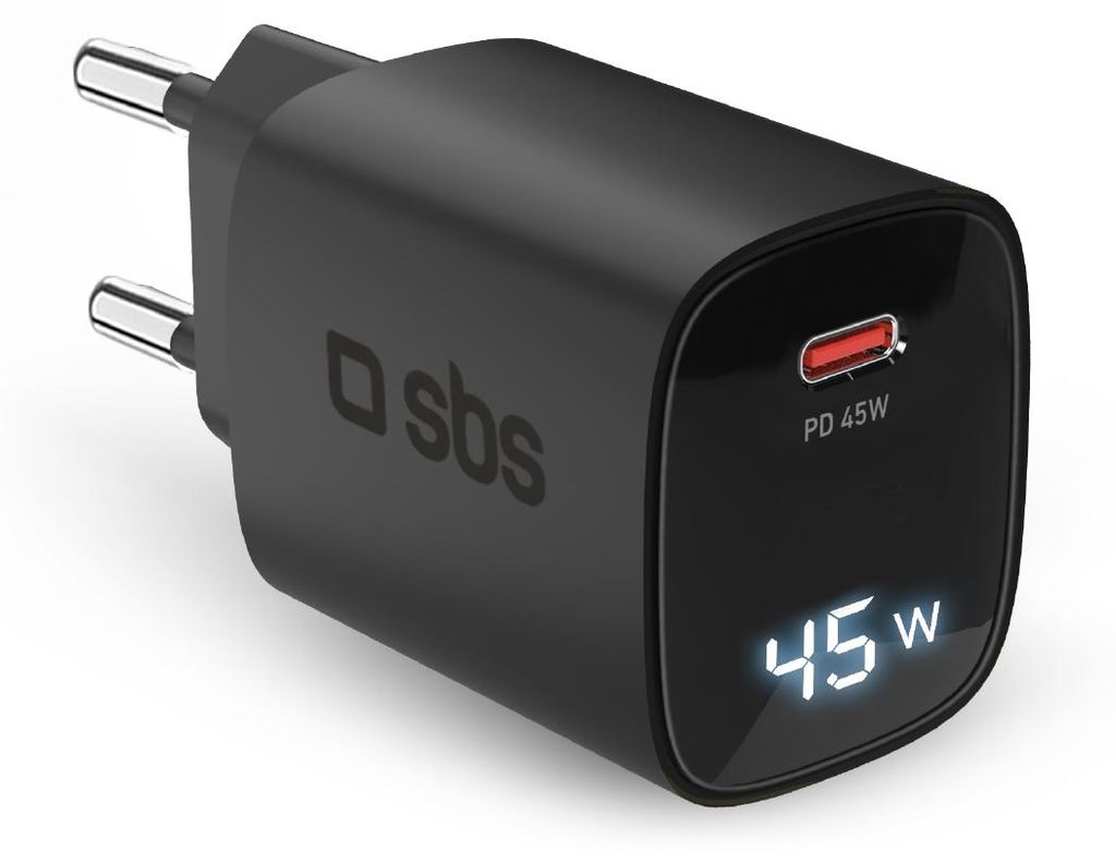 SBS PD Reiselader 45W USB-C LCD Display GaN schwarz