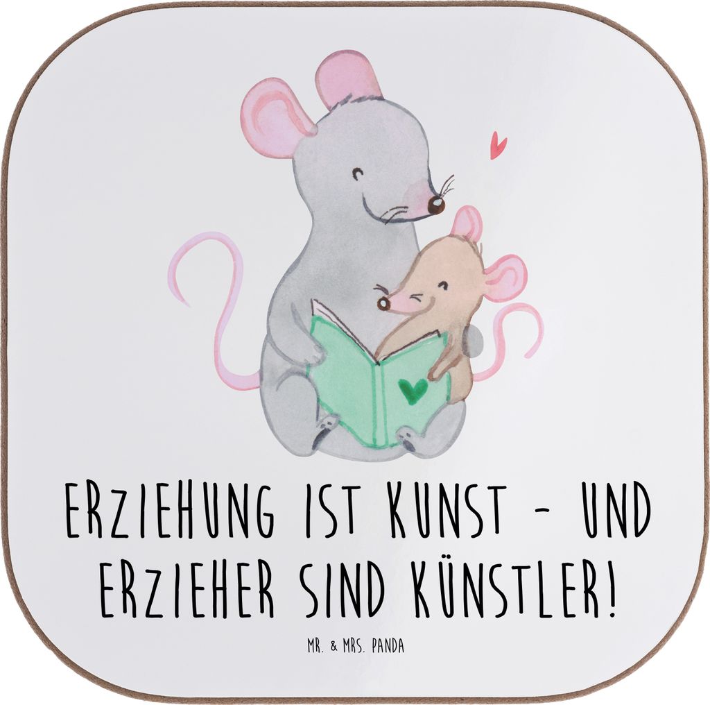 Mr. & Mrs. Panda Flaschenuntersetzer Erzieher Künstler - Weiß - Geschenk, Kunst, Danke sagen, Kinder, Geduld, gläseruntersetzer, Erziehung, Beda...